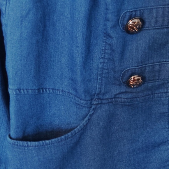 INC International Concepts  Denim Jacket Blazer Military Style Gold Button - Picture 6 of 14